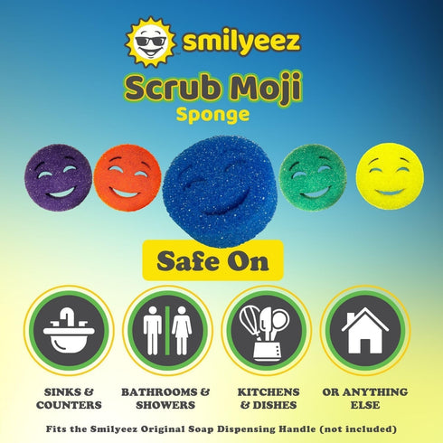Scrub Moji Scrubbing Sponge Set of 3, Purple, Temperature-Responsive Foam, Stain and Odor-Resistant