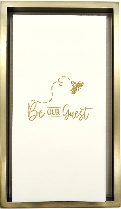 Disposable Hand Towels - Guest Towels with Be Our Guest Housewarming Message, White Airlaid Paper, Pack of 50