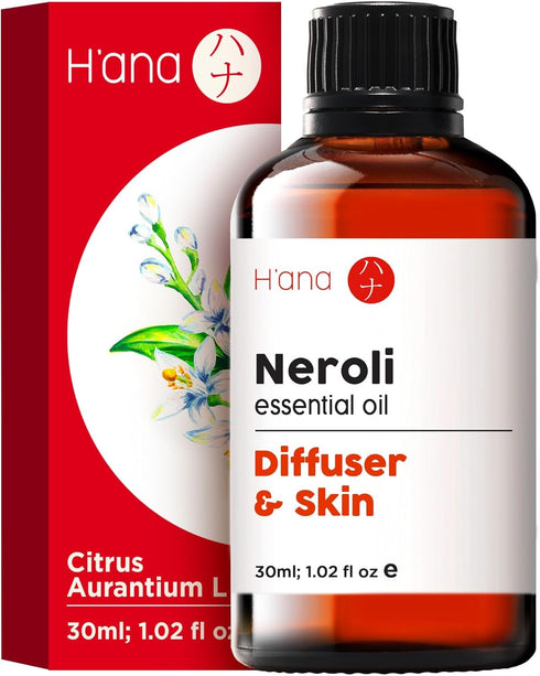 H’ana Neroli Essential Oil, 100% Pure Natural Oil for Skin, Aromatherapy, Soap, Candle Making, 1 Fl Oz