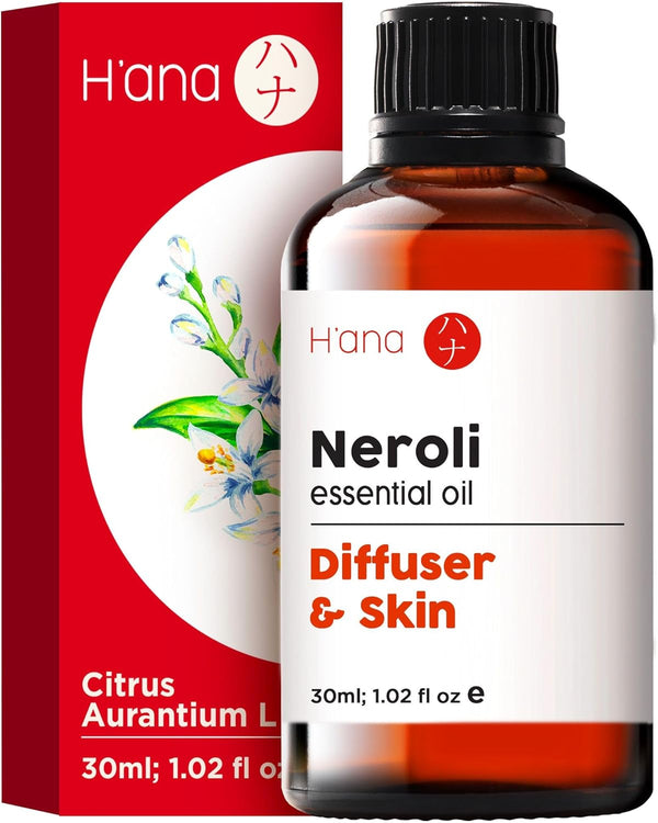 H’ana Neroli Essential Oil, 100% Pure Natural Oil for Skin, Aromatherapy, Soap, Candle Making, 1 Fl Oz