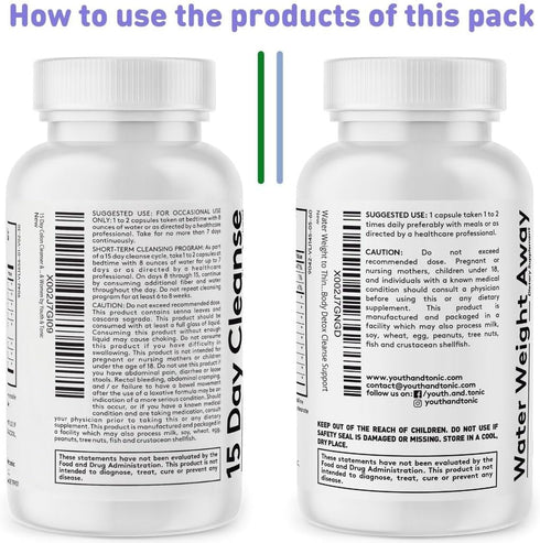 Youth & Tonic 3X Belly Bloating Pills, 150 Capsules for Puffiness, Water Debloat, Stomach, Gut & Colon Cleanse Detox