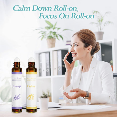 Set, Pack 6 x10ml Aromatherapy Essential Oils Roll On Natural Pre-diluted Blend Oils for Skin Use, Relaxation Gift