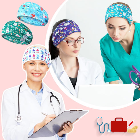 Jexine 20 Pcs Nurse Headbands with Button, Non Slip Hair Bands for Ear Protection for Women Men