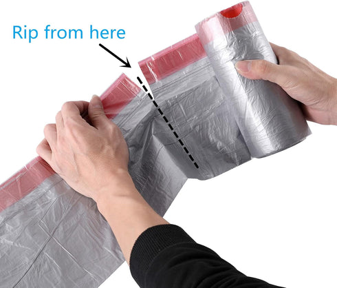 Coocn Drawstring Garbage Bags, Thicker Heavy Bathroom Trash Can Liners, 50 Counts, 4-6 Gallon (Gray)