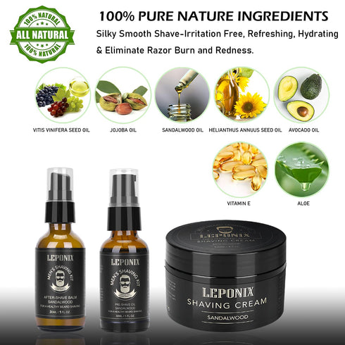 Shaving Kit for Men - Essential Gift Set Includes Sandalwood Shaving Cream, After Shave Lotion, and Pre Shave Oil for