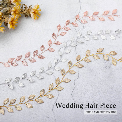 JAKAWIN Leaf Bride Wedding Hair Vine Gold Hair Piece Bridal Hair Accessories for Women and Girls HV179 (Silver)