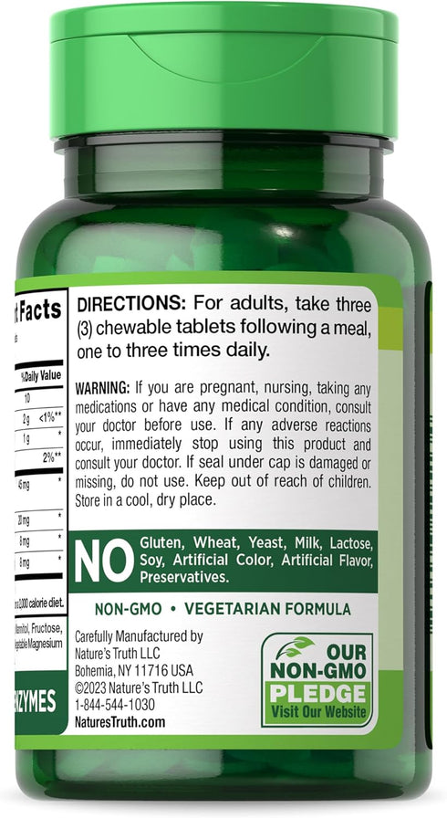 Nature's Truth Papaya Enzyme Chewable Tablets, 120 Count, Vegetarian, Non-GMO, Gluten Free Supplement