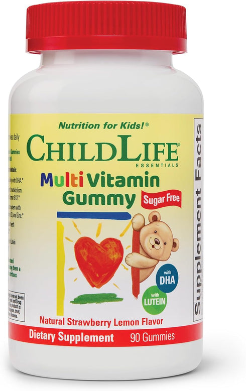 CHILDLIFE ESSENTIALS Kids Multivitamin Gummies, Natural Strawberry Lemon, 90 Gummies, Vitamins with DHA & Lutein
