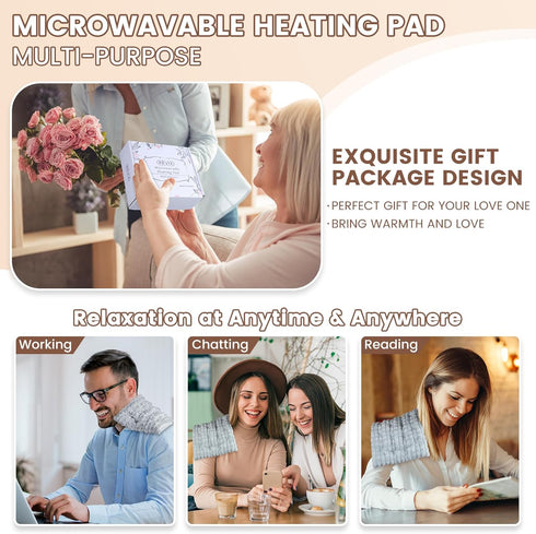REVIX Microwave Heating Pad for Pain Relief - 8 * 14" Flaxseeds Heating Pad for Cramps, Muscle Ache, Joints