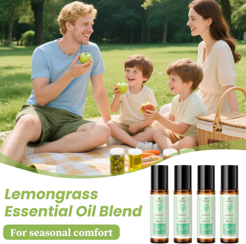 ZKONLY 4 0.34 oz Patio,Summer Citronella Oil Roll On for Camping Travel, PCS X fl Natural Lemongrass Oils, Essentials