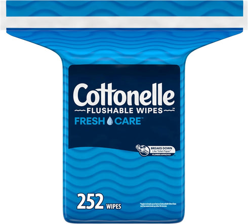 Cottonelle Fresh Care Flushable Wet Wipes, Adult Wet Wipes, 252 Wipes Refill Pack