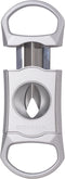 V-Cut Cigar Cutter - Stainless Steel Blade, Up to 60+ Ring Gauge in Leather Gift Case (Silver)