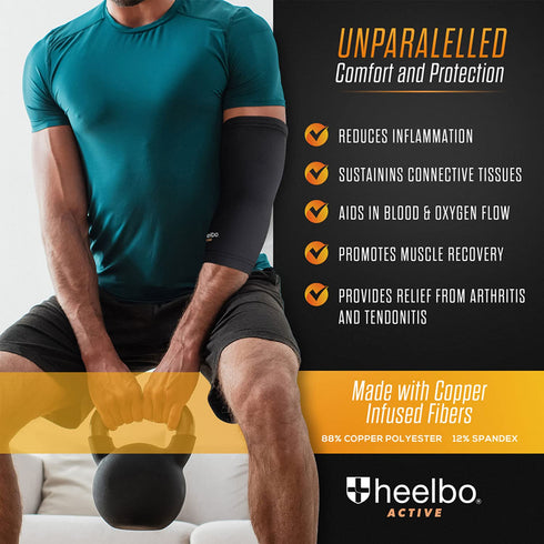 Elbow Sleeve and Compression Sleeve with Copper Infused Fibers, Breathable Fabric for Tendonitis, Golfers, Tennis Elbow