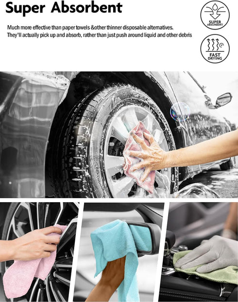 Microfiber Cloths in a Roll, Reusable Washable Cleaning Rag Towels, 12" x 12", 40 Pack for Car, House (Blue)