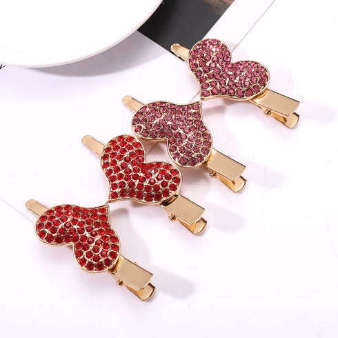 NVENF 2 Pairs Valentine’s Day Heart Hair Clips, Red Glitter Velvet Hairpins, Nonslip Alligator Barrettes for Gifts