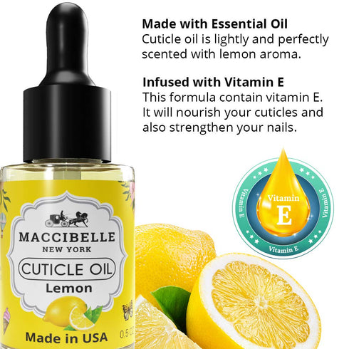 Maccibelle Cuticle Oil, 0.5 oz to Soothe Dry Cracked Cuticles (Lemon, 0.5 Fl Oz)