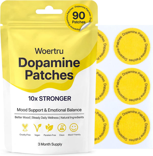Woertru Dopamine Patches Extra Strength 90 Count Plant-Based Vegan Mood Balance Patch for