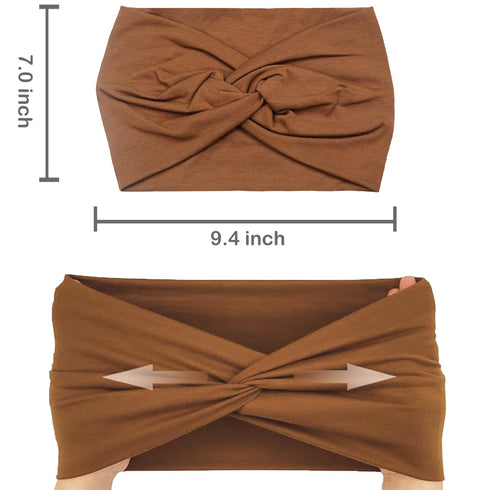 IVARYSS Extra Wide Headbands for Women, Non-Slip 7'' Large Twist Knotted Stretchy Hair Accessories, 4 Pack