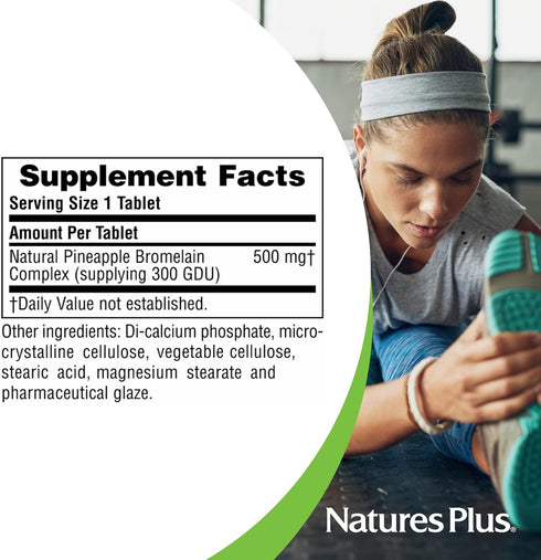 Natures Plus Bromelain 500 mg, Natural Proteolytic Supplement, 60 Vegetarian Tablets