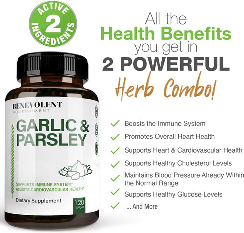 Odorless Garlic Supplements 1500 MG Aged Extract Oil by Benevolent - 120 Softgels for Antioxidant Immunity Support