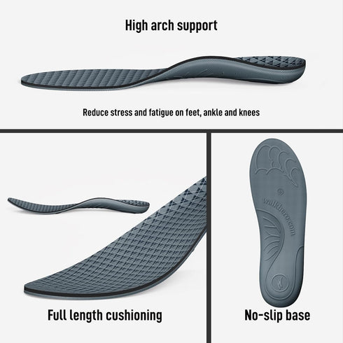 Walkhero Arch Support Inserts for Plantar Fasciitis, Orthotic Insoles for Foot Pain Relief, Mens 10-10 1/2