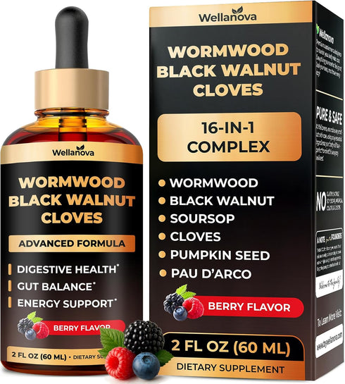 Wormwood Black Walnut Clove Cleanse for Humans - Advanced Detox for Adults
