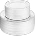 125 Piece Silver Dinnerware Party Set - 50 Silver Rim Plastic Plates, 25 Dinner Plates, 25 Dessert Plates, 25 Forks, 25