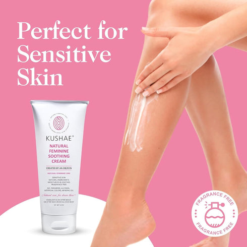 Kushae Feminine Soothing After Shave Cream, Natural Aloe-Based Moisturizer for Women, 4oz