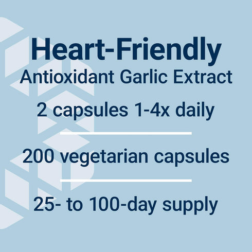 Immune 200 Life Extension Optimized Garlic, standardized Capsules for Heart Health, Support, Cellular detoxification