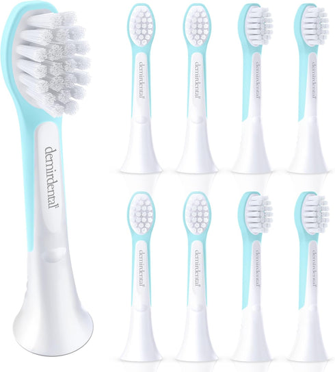 Kids Mini Toothbrush Heads Compatible with Philips Sonicare, Replacement Heads for Ages 3 to 6, Turquoise - HX6038-8