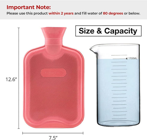 HomeTop Premium Classic Rubber Hot Water Bottle - Red Color