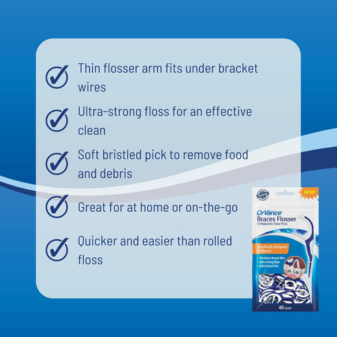 Braces Flosser - Designed for Braces, Ultra Strong Floss for Easy & Effective Clean, 40 Count (Pack of 4)