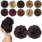 MORICA 2PCS Messy Bun Hair Pieces, Fake Bun Scrunchies for Thin Hair, Curly Wavy Dark Brown