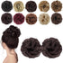 MORICA 2PCS Messy Bun Hair Pieces, Fake Bun Scrunchies for Thin Hair, Curly Wavy Dark Brown