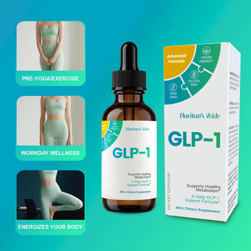 Huritan's Vride GLP-1 GLP-1 GLP1 2 Pack Drops for Women & Men - Premium Supplement with Berberine, Cinnamon, Green Tea