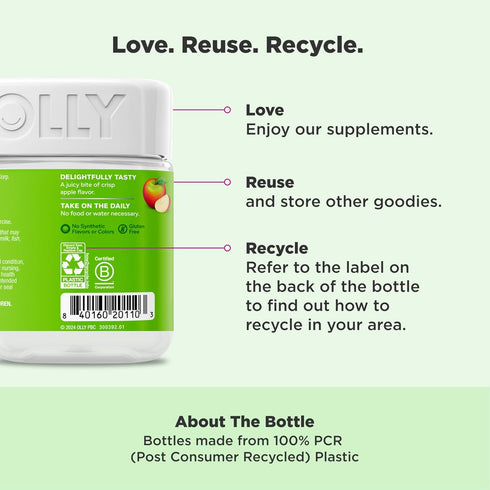 Gummy B12, 30 Count OLLY Metabolism Rings, Apple Cider Vinegar, Vitamin Chromium, Energy and Digestive Health, Chewable