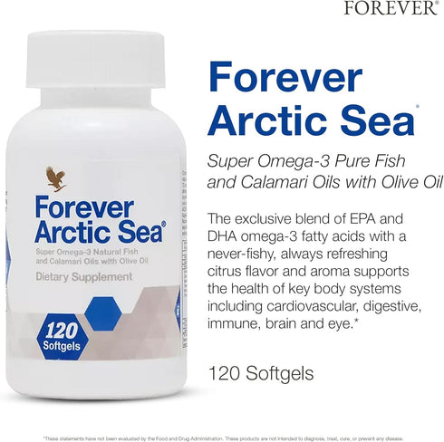 Forever Living Arctic Sea Omega-3 Supplement, 120 Softgels, Supports Heart, Brain, & Eye Health