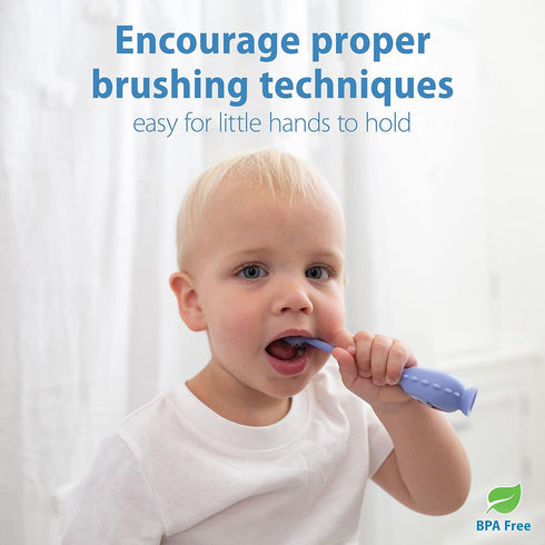 Set, Dr. Brown's ToothScrubber Toddler Toothbrush Monster with Strawberry Flavor Toothpaste