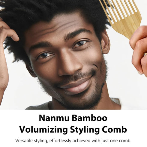 2-Piece Bamboo Comb Set for Afro Hair: Natural Anti-Static Picks for Curly, Thick Hair, Ideal for Men and Women, Eco-Friendly Styling and Detangling Solution