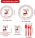Xionpe 140-Pc Set 20 Christmas Disposable Tableware for Guests - Reindeer Themed Party Supplies with Dinner Plates