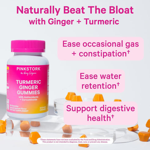 Gummies 60 Gummies Pink Stork Turmeric Ginger Gut & Digestive Support for Women Anti Bloating Supplement