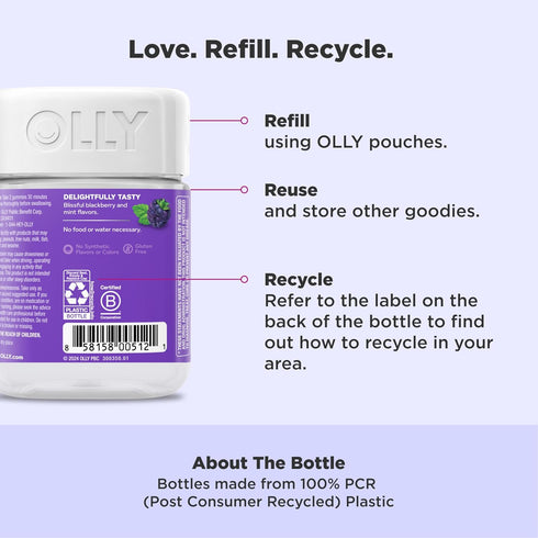 OLLY Restful Sleep Gummy Supplement with Melatonin & L-Theanine Chamomile, Blackberry Zen, 50 Gummies