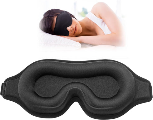 Sleep Eye Mask for Side Sleeper, 3D Contoured Cup Sleeping Mask for Men Women, Adjustable Strap Blackout Cover