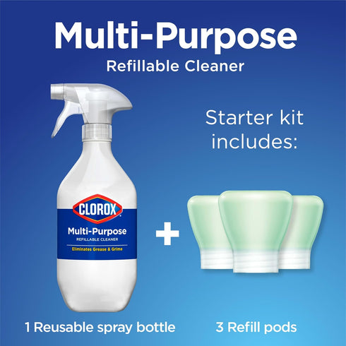 Clorox Multi-Purpose Spray Starter Kit - Household Essentials with Concentrated Refill + 20fo Spray Bottle