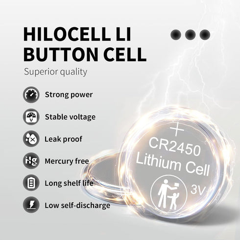 10 Count CR2450 Batteries, Long-lasting CR2450 3V Lithium Coin Cell Battery for Flameless Candles and Key Fobs, etc.
