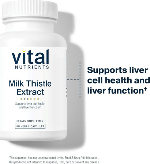 Vital Nutrients Milk Thistle Extract 250mg, Vegan Supplement for Liver Function & Detox, 60 Capsules