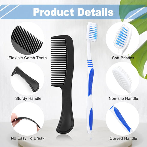 Hygiene Kit Bulk, Individually Packed Travel Hygiene Kit with Toothbrush, Toothpaste, Comb, Shampoo, Soap, Floss Picks
