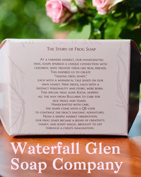 WFG WATERFALL GLEN SOAP COMPANY, LLC Nathan Frog Soap, Honeysuckle Natural Vegan Bath Soap with Shea Butter