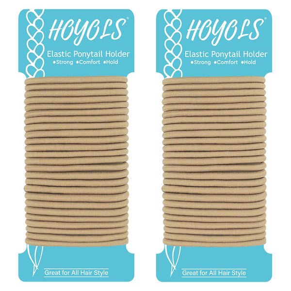 HOYOLS Light Blonde Ponytail Holders - No Metal Elastic Hair Ties, Braided Bands Scrunchies for Medium Hair, 50 Count,
