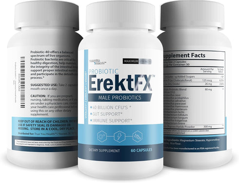 Probiotic ErektFx - Male Probiotics for Gut Health, 40 Billion CFU’s, Support Overall Mind & Body Health